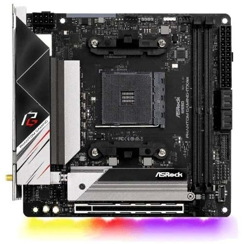 Материнская плата ASRock , Socket AM4, AMD B550, 2xDDR4-3200, HDMI+DP, 1xPCI-Ex16, 4xSATA3(RAID 0/1/10), 2xM.2, 8 Ch Audio, 1x2.5GLan, WiFi, (0+2)xUSB2.0, (5+2)xUSB3.2, (1+1)xUSB3.2 Type-C™, 1xPS/2, Mini-ITX, RTL B550 PHANTOM GAMING-ITX/AX B550 PHANTOM GAMING-ITX/AX