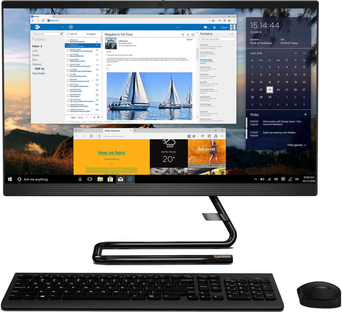 Моноблок Lenovo IdeaCentre A340-22IWL 21.5" Full HD Cel 4205U (1.8)/4Gb/SSD128Gb/UHDG 610/DVDRW/CR/noOS/GbitEth/WiFi/BT/65W/клавиатура/мышь/Cam/черный 1920x1080 F0EB009QRK F0EB009QRK