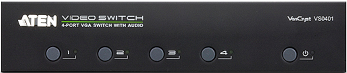 KVM переключатель ATEN VGA/SVGA+AUDIO, 4> 1 монитор, без шнуров, порт RS232 для управления и подкл.устройств VS0401-AT-G VS0401-AT-G