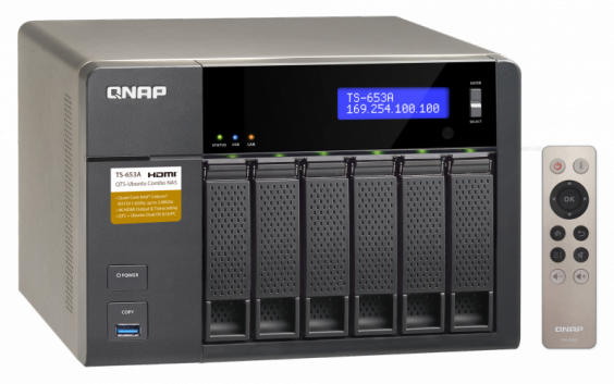Сетевой RAID-накопитель QNAP 6 отсеков для HDD, HDMI-порт, Intel Celeron N3150 TS-653A-4G TS-653A-4G