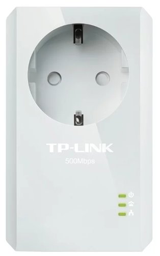 Адаптер TP-Link AV500 со встроенной электророзеткой, 500 Мбит/с Powerline, 10/100 Мбит/с Ethernet, HomePlug AV TL-PA4010P TL-PA4010P