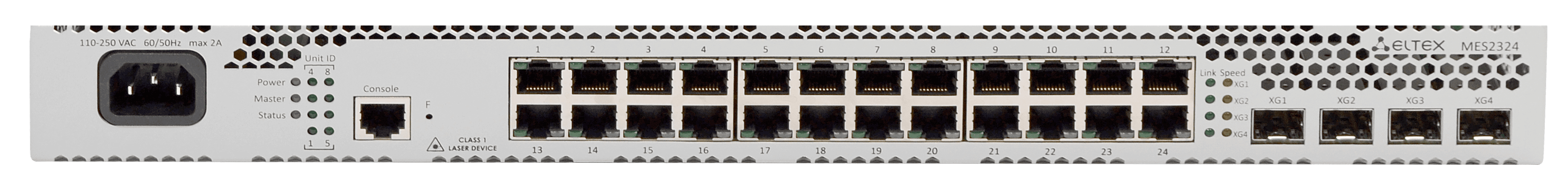 Коммутатор Eltex  24 порта 10/100/1000 Base-T, 4 порта 10GBase-R (SFP+)/1000Base-X (SFP), L3, 48V DC MES2324_DC MES2324_DC