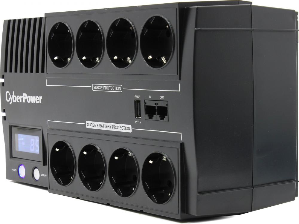 Источник бесперебойного питания CyberPower Line-Interactive, 1200VA/720W, 8 Schuko розеток, USB&USB Charger, RJ11/RJ45, LCD дисплей, Black BR1200ELCD BR1200ELCD