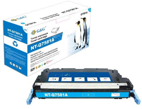 Тонер-картридж G&G голубой для НР Color LaserJet 3800 CP3505 (6000стр) NT-Q7581A NT-Q7581A