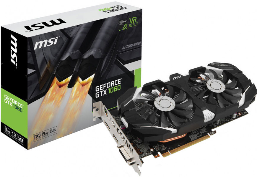 Видеокарта  MSI PCI-E nVidia GeForce GTX 1060 6144Mb 192bit GDDR5 1544/8008 DVIx1/HDMIx1/DPx1/HDCP Ret GTX 1060 6GT OCV1 GTX 1060 6GT OCV1