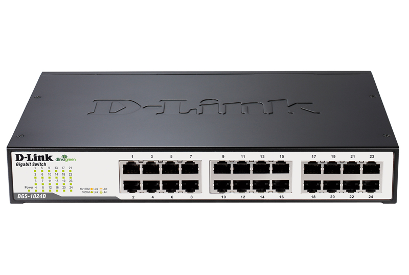 Коммутатор D-Link L2 Unmanaged Switch with 24 10/100/1000Base-T ports Metal case.Manual + External Power Supply + 19“ Rackmount kit included. DGS-1024D/I1A DGS-1024D/I1A