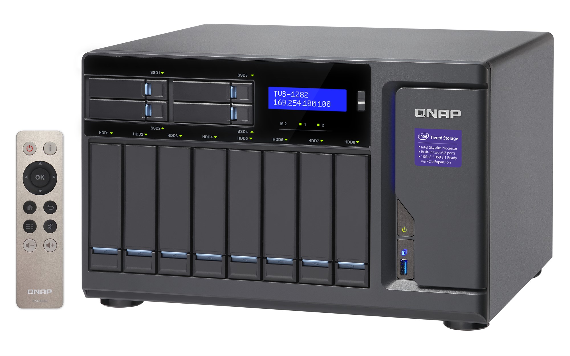 Сетевой RAID-накопитель QNAP 12 отсеков для HDD. Четырехъядерный Intel Core i7-6700 3,4 ГГц, 64 ГБ DDR4 RAM. TVS-1282-I7-64G TVS-1282-I7-64G