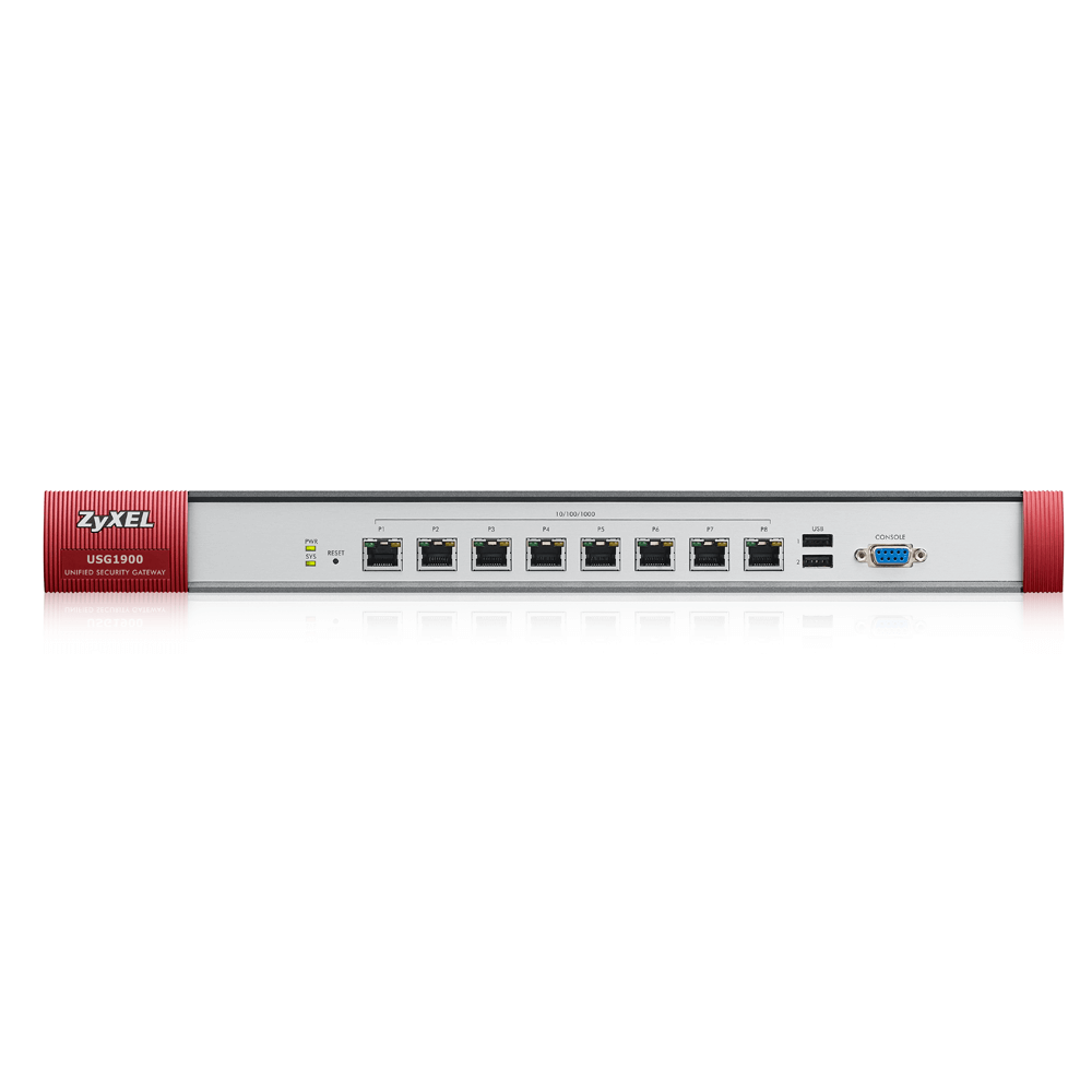 Межсетевой экран ZYXEL USG1900(AS,AV,CF,IDP), Rack, 8 конфигурируемых GE, 2xUSB3.0, AP Controller (2/130) USG1900-EU0102F USG1900-EU0102F