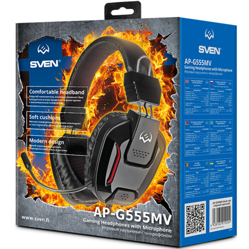 Игровые наушники с микрофоном Sven AP-G555MV, черный-красный SV-019204 SV-019204