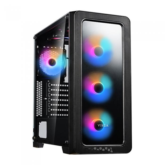 Корпус CWAP Gaming case , with tempered glass left side panel and front panel , black color [] SWAP E04 E04
