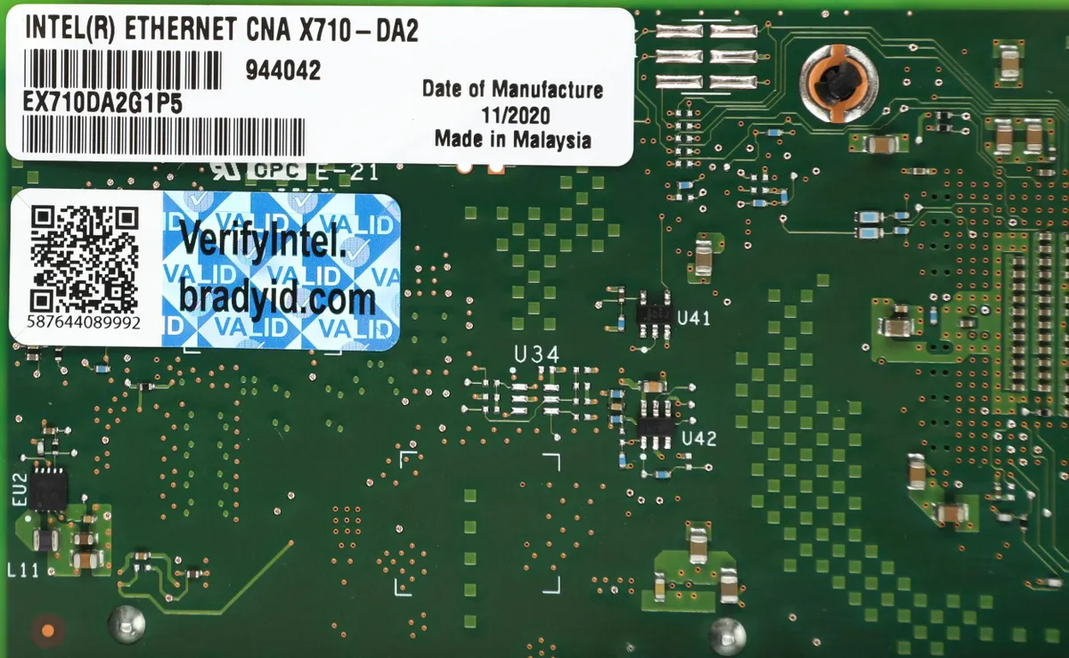 Сетевой адаптер Intel X710-DA2 Ethernet Converged Network Adapter 2x10Гбит/сек 2xSFP+ iSCSI FCoE NFS VMDq PCI-E8x 3.0   EX710DA2G1P5 EX710DA2G1P5