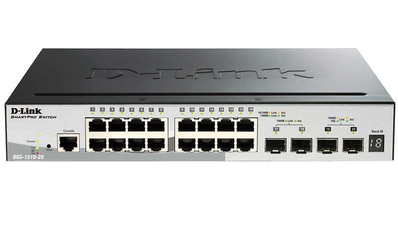 Коммутатор D-Link L2+ Smart Switch with 16 10/100/1000Base-T ports and 2 1000Base-X SFP ports and 2 10GBase-X SFP+ ports DGS-1510-20/A1A DGS-1510-20/A1A #1