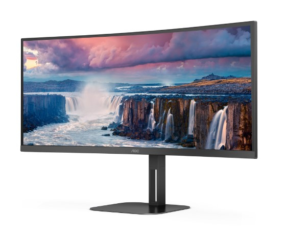 Монитор AOC 34" CU34V5CW Curved 3440x1440 100Гц VA LED 21:9 4(1)ms HDMI DP USB-C/4xUSB3.2 20M:1 3000:1 178/178 300cd Tilt HAS Swivel Speakers 2*5W Black  CU34V5C/BK CU34V5C/BK