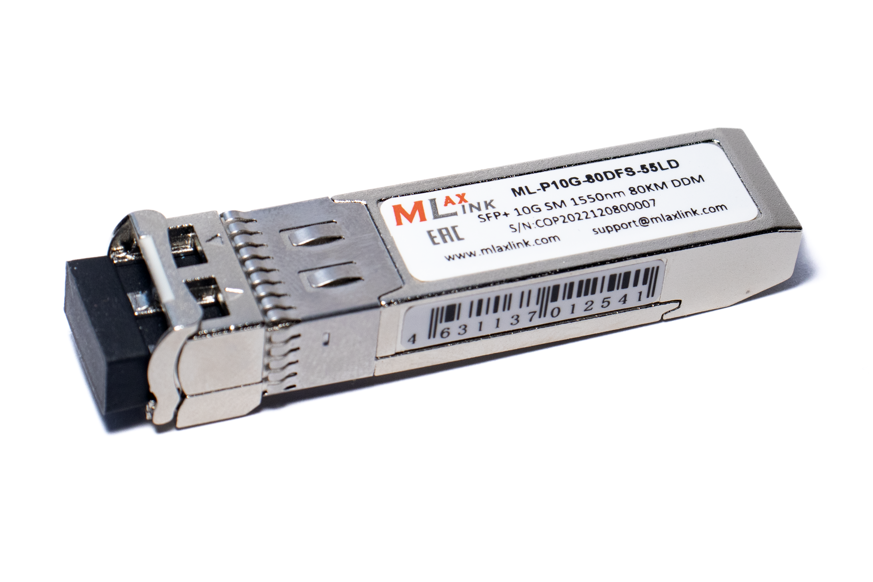 Модуль MlaxLink оптический двухволоконный SFP+, 10Гб/с, 80км, 1550нм, 2xLC, DDM ML-P10G-80DFS-55LD ML-P10G-80DFS-55LD