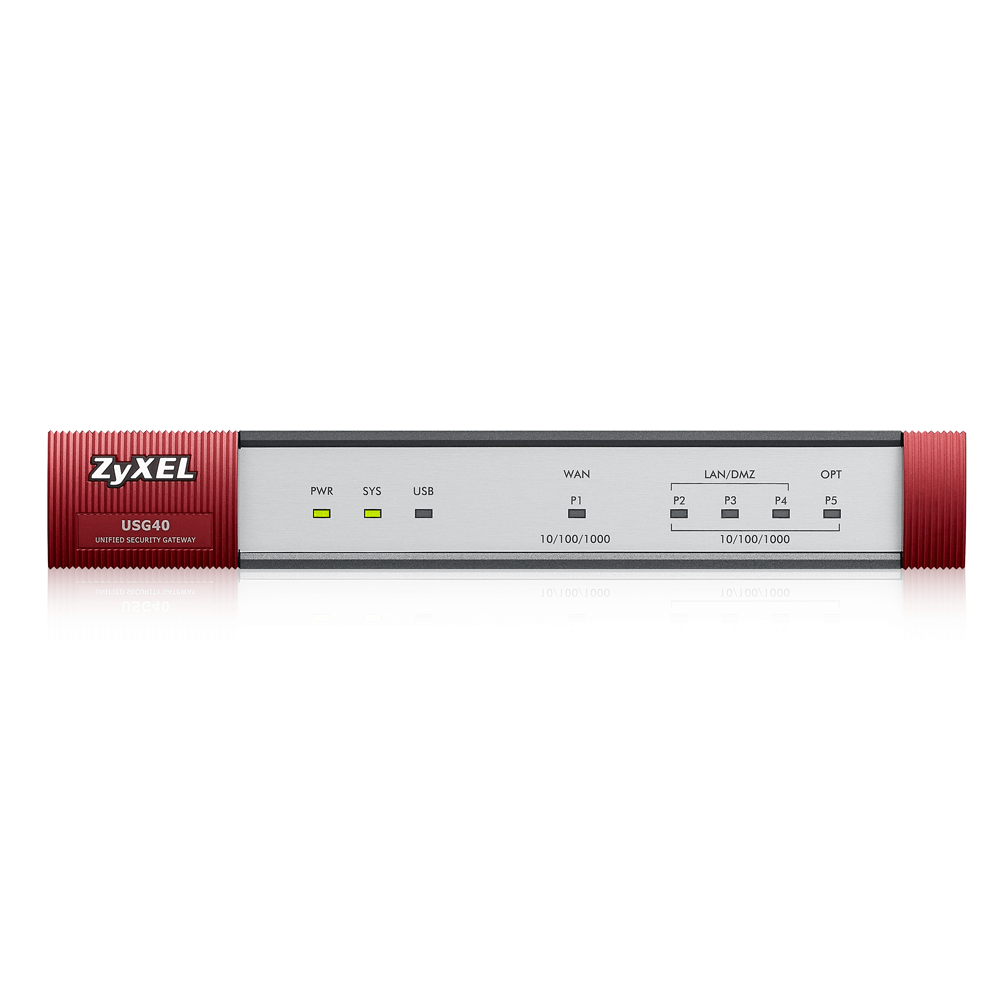 Межсетевой экран ZYXEL GE 3x LAN/DMZ, 1x WAN, 1x OPT, UTM набор подписок на один год (AS,AV,CF,IDP) USG40-RU0102F USG40-RU0102F