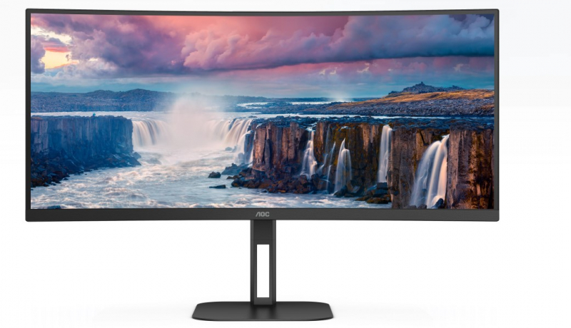Монитор AOC 34" CU34V5CW Curved 3440x1440 100Гц VA LED 21:9 4(1)ms HDMI DP USB-C/4xUSB3.2 20M:1 3000:1 178/178 300cd Tilt HAS Swivel Speakers 2*5W Black  CU34V5C/BK CU34V5C/BK