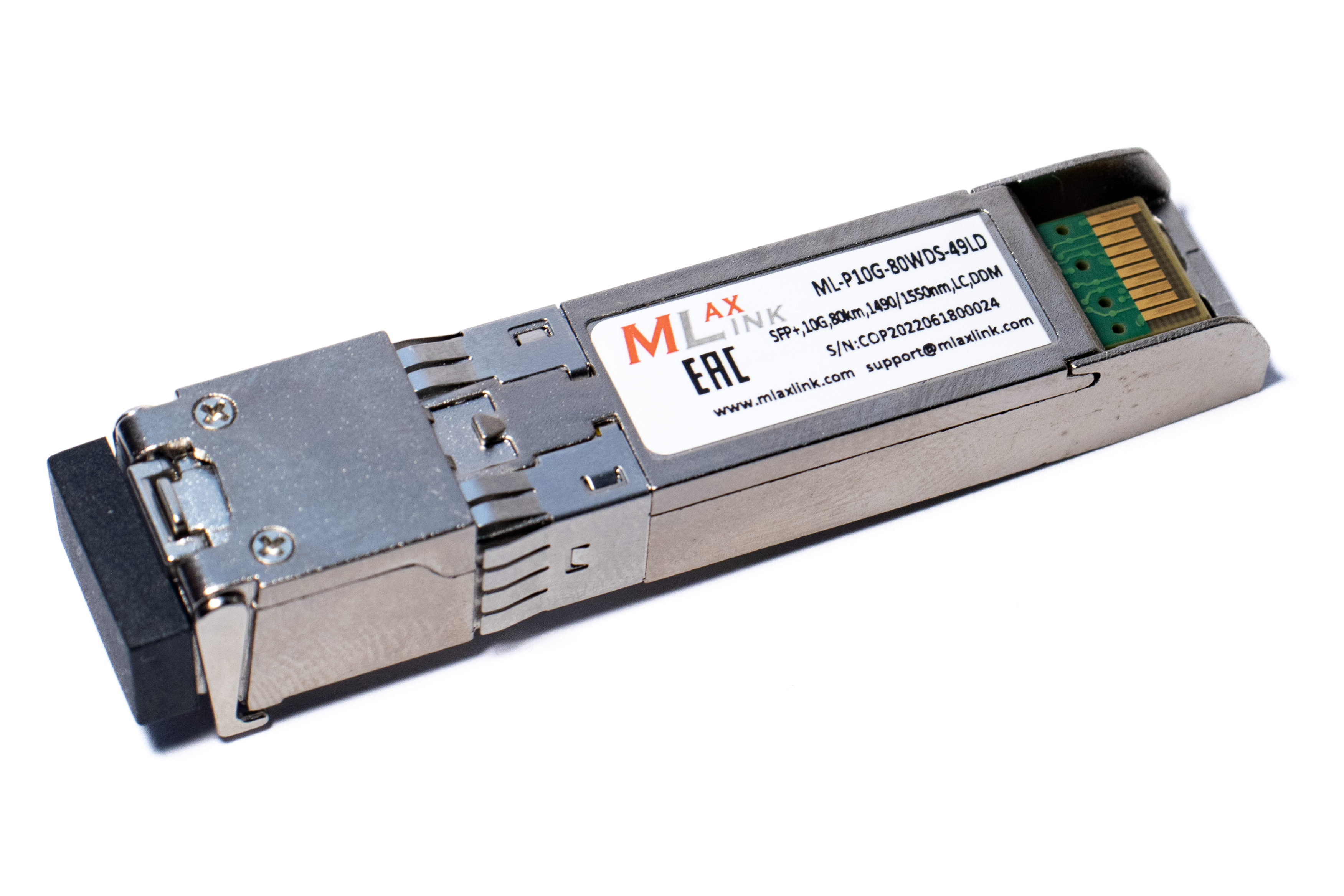 Модуль MlaxLink оптический одноволоконный SFP+ WDM, 10Гбит/с, 80км, 1490/1550нм, LC, DDM ML-P10G-80WDS-49LD ML-P10G-80WDS-49LD