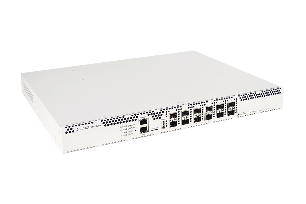 Маршрутизатор Eltex  ESR-3200, 12хEthernet 1000BASE-X/10GBASE-R/25GBASE-R, 16GB RAM, 1 слот для SD-карт, 2 слота для модулей питания ESR-3200 ESR-3200