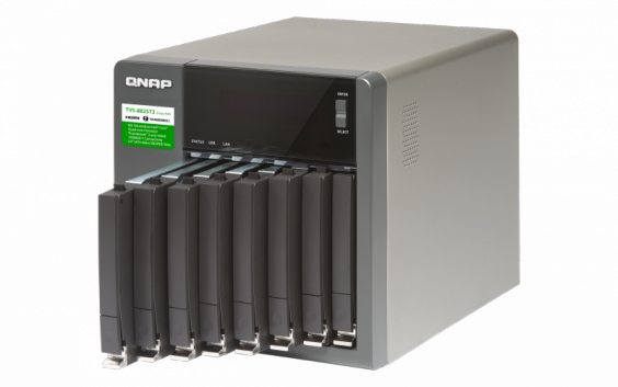 Сетевой RAID-накопитель QNAP 8x,5", HDMI, 2x10 GbE, 2 порта Thunderbolt 3, порт USB 3.1. Intel Core i7-6700HQ 2,6 ГГц (3,5 ГГц), 8 ГБ DDR4 TVS-882ST3-i7-8G TVS-882ST3-i7-8G