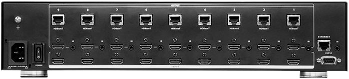 KVM переключатель ATEN HDMI HDBaseT-Lite, 9> 9 мониторов, без шнуров, (передача сигнала до 15 м.HDMI/до 60м VM3909H-AT-G VM3909H-AT-G