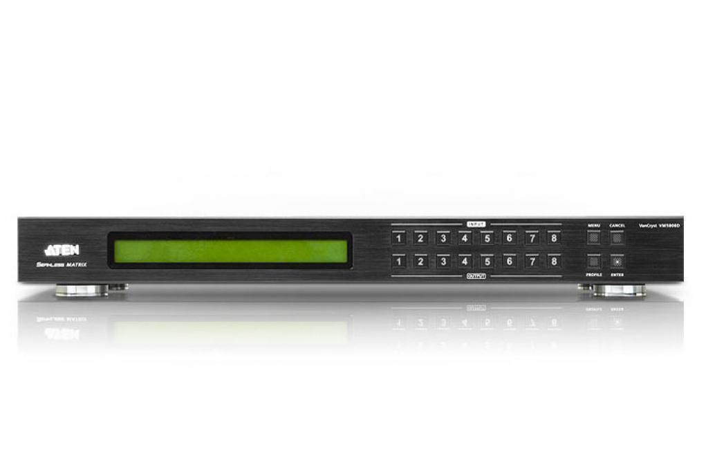 KVM переключатель ATEN DVI, 8> 8 монитора, без шнуров, передача сигнала до 5 м.;разреш. до 1920x1200;HDCP VM5808D-AT-G VM5808D-AT-G