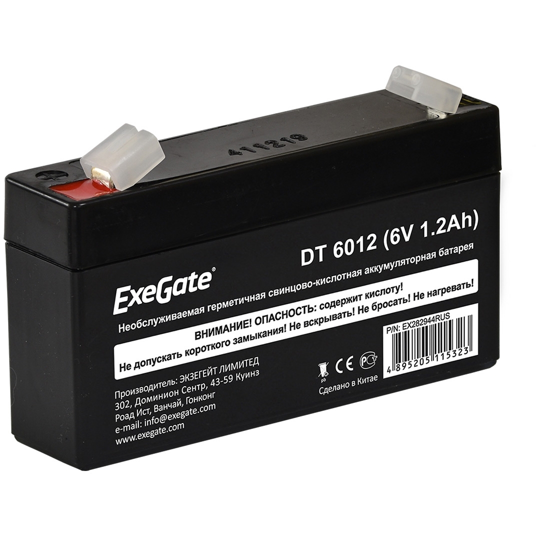 Аккумуляторная батарея Exegate DT 6012 6V 1.2Ah, клеммы F1 EX282944RUS EX282944RUS #4