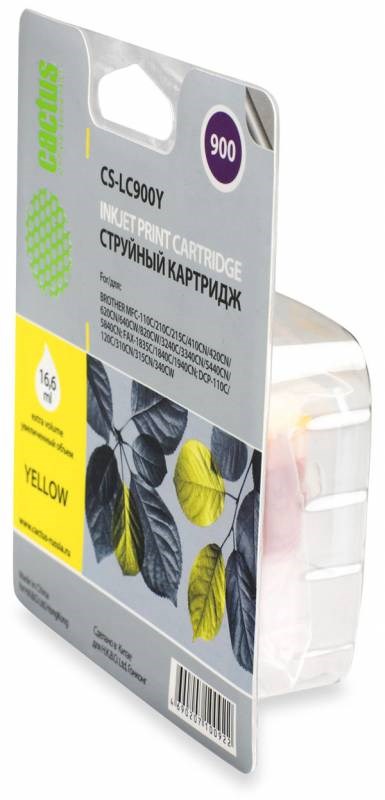 Картридж Cactus струйный CS-LC900Y желтый для Brother DCP-110/115/120/MFC-210/215/FAX-1840 (16.6мл) CS-LC900Y CS-LC900Y