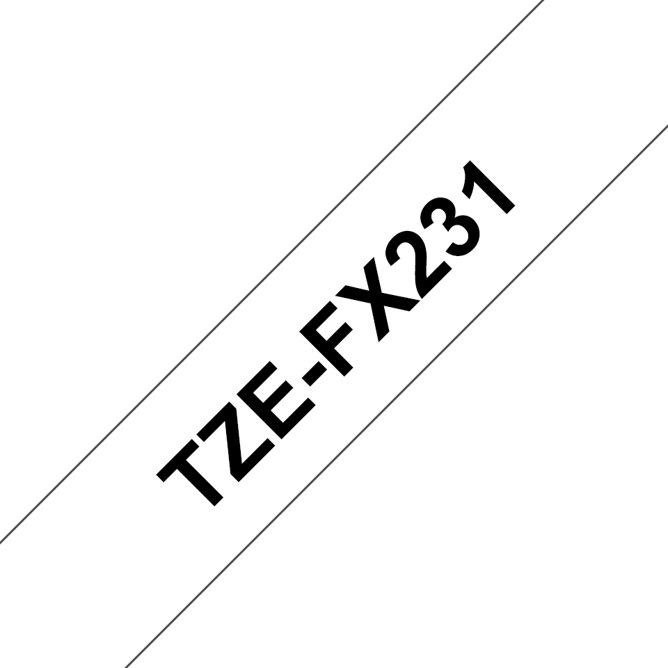 Лента красящая Brother TZE-FX231 чёрный шрифт на белой основе, 12мм*8м TZEFX231 TZEFX231