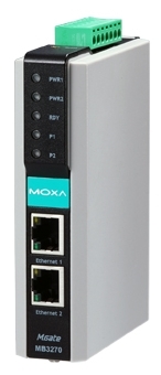 Конвертер MOXA 2-портовый преобразователь Modbus RTU/ASCII (2 x RS-232/422/485) в Modbus TCP (2 x Ethernet, 1 IP-адрес), монтаж на DIN-рейку MGate MB3270 MGate MB3270