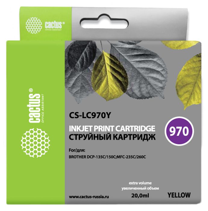 Картридж Cactus струйный CS-LC970Y желтый для Brother MFC-260c/235c/DCP-150c/135c (20мл) CS-LC970Y CS-LC970Y