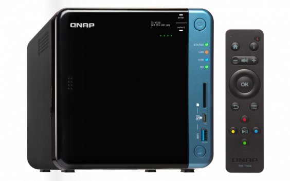 Сетевой RAID-накопитель QNAP 4 отсека для HDD, 2 HDMI-порта. Intel Celeron J3455 1,5 ГГц, 4 ГБ. TS-453B-4G TS-453B-4G