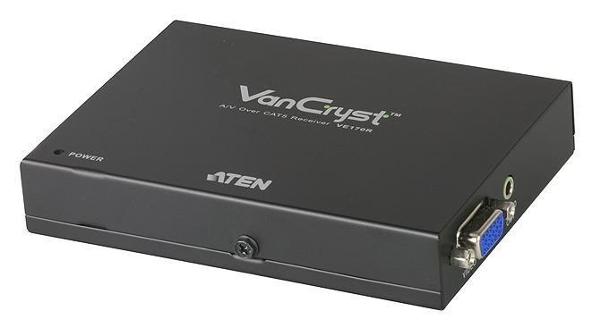 Удлинитель ATEN VGA/SVGA+AUDIO, 300 м., 1xUTP Cat5e, HD-DB15+MINI JACK, M+F>F, со шнуром VGA+AUDIO, Б.П.220> 5.3V VE170-AT-G VE170-AT-G