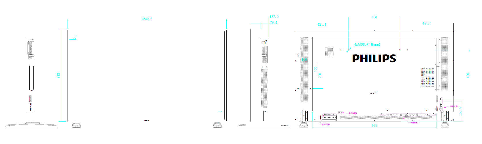 Профессиональная панель Philips 55BDL3002H/00 55" Direct LED Slim Bezel 2500 cdm2 Ultra High Brightness VESA 400x400/M6 55BDL3002H/00 55BDL3002H/00