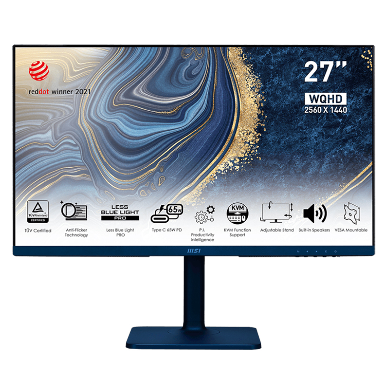 Монитор MSI Modern MD272QP Ultramarine 27" 16:9 WQHD(2560x1440)IPS,5ms(GTG),1000:1,100M:1,300nit,178/178,1xHDMI 1.4,1xDP 1.2,USB-C,2xUSB 2.0 Type-A,1xUSB 2.0 Type-B,Tilt,Swivel,Height,Pivot,VESA,75Hz,1y w-ty 9S6-3PB19H-069 9S6-3PB19H-069