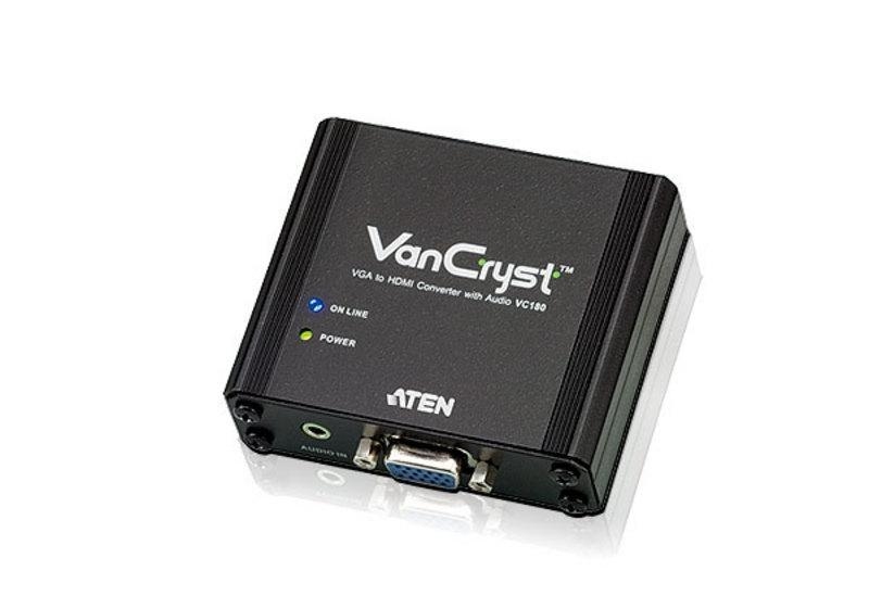 Конвертор ATEN VGA+AUDIO>HDMI, HD-DB15+MINI-JACK>HDMI, Female, Б.П. 5.3V, (1920x1200 DDC2B;1080p!) VC180-A7-G VC180-A7-G