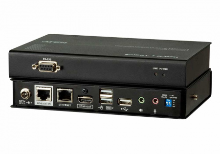 Удлинитель-передатчик ATEN KVM USB, HDMI+KBD&MOUSE USB+AUDIO+RS232, 100 метр,, 1xUTP Cat5e/HDBaseT, HDMI+2MINIJACK+DB9+USB B-тип, Female, ~, DC 5,3V, (макс,разр,4096x2160/3840x2160 60Hz 4:2:0/30Hz 4:4:4) CE820L-AT-G CE820L-AT-G