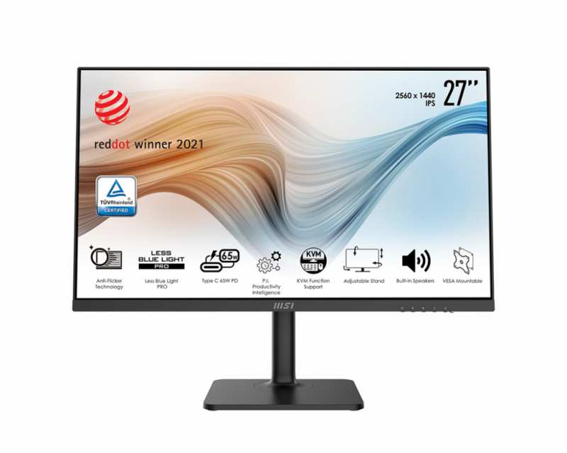 Монитор MSI 27" Modern MD272QP 2560x1440/матовый/IPS/75Hz/4ms/flat/HDMI/DP/USB-C/2*USB 2.0 A/USB 2.0 B/black 9S6-3PB19H-040 9S6-3PB19H-040