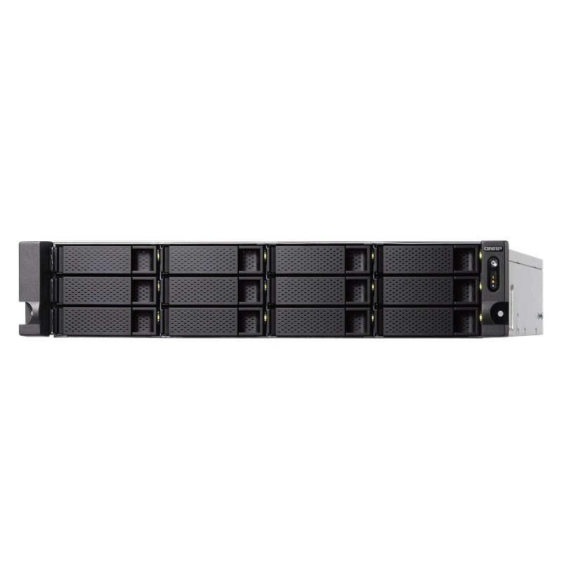 Сетевой RAID-накопитель QNAP 12-Bay Intel Core i3-8100 4-core 3.6 GHz, 4 GB UDIMM DDR4 (1 x 4GB), 12x 2.5"/3.5" SATA HDD/SSD, 4 GbE LAN, 2 x 10GbE SFP+, 2xPSU , 2U rackmount. W/o rail kit RAIL-B02 TVS-1272XU-RP-i3-4G TVS-1272XU-RP-i3-4G