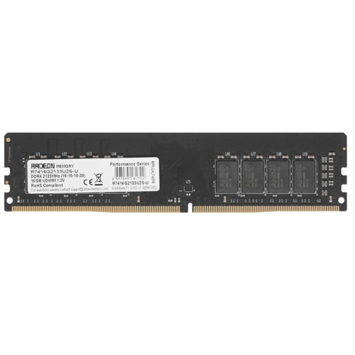 Модуль памяти AMD 16GB Radeon™ DDR4 2133 DIMM R7 Performance Series Black Non-ECC, CL15, 1.2V, RTL R7416G2133U2S-U R7416G2133U2S-U