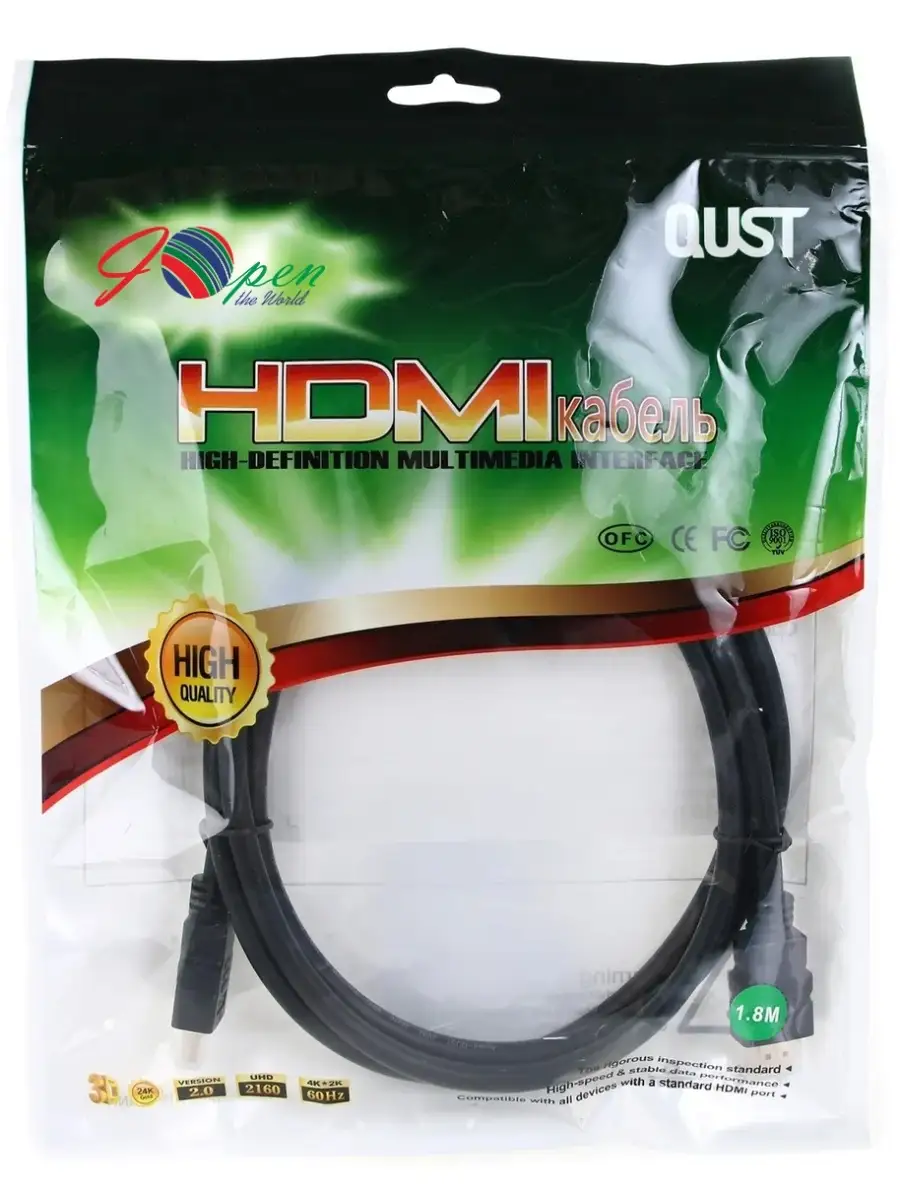 Кабель Aopen HDMI 19M/M ver 2.0, 1.8М ACG711-1.8M ACG711-1.8M