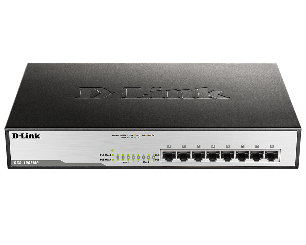 Коммутатор D-Link L2 Unmanaged Switch with 8 10/100/1000Base-T ports (8 PoE ports 802.3af/802.3at (30 W), PoE Budget 140) DGS-1008MP/B1A DGS-1008MP/B1A #3