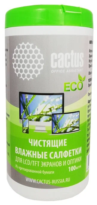 Салфетки Cactus  для экранов и оптики туба 100шт влажных CS-1001PE CS-1001PE #3