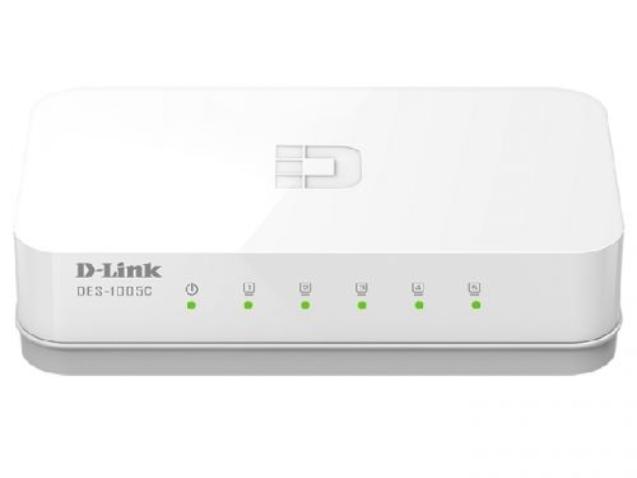 Коммутатор D-Link неуправляемый 5x100 Мбит/с, пластиковый корпус DES-1005C/B1A DES-1005C/B1A