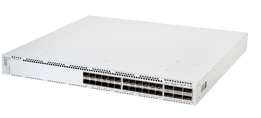 Коммутатор Eltex  1x10/100/1000BASE-T (OOB), 24x1000BASE-X (SFP)/10GBASE-R (SFP+), 6x40GBASE-R (QSFP+) / 100GBASE-R (QSFP28), 1xUSB 2.0, коммутатор L3 MES5400-24 #2