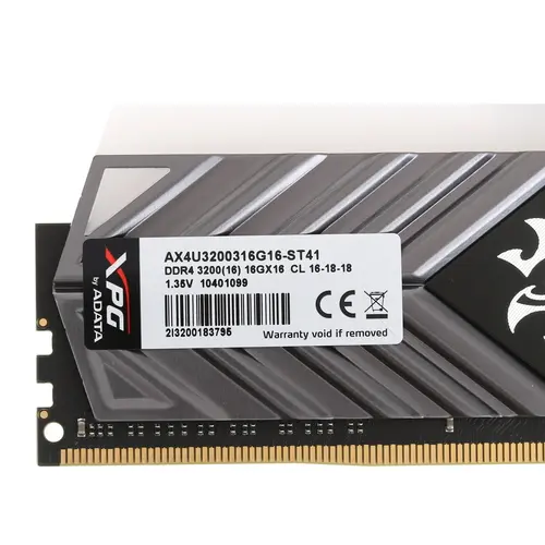 Модуль памяти ADATA 16GB DDR4 3200 DIMM SPECTRIX D41 RGB Grey Gaming Memory Non-ECC, CL16, 1.35V, 1024x8, RTL (468321) AX4U3200316G16-ST41 AX4U3200316G16-ST41
