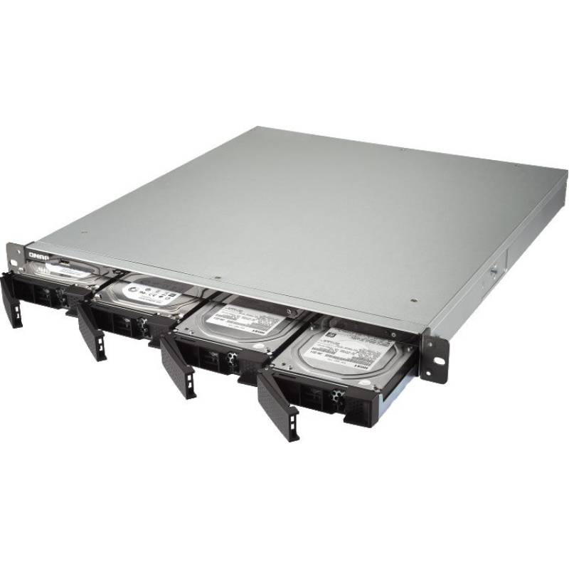 Сетевой RAID-накопитель QNAP 9-Bay (4x 2.5"/3.5" SATA HDD/SSD + 5x 2.5" SATA SSD), Intel Xeon E-2124 4-core 3.3 GHz (up to 4.3 GHz), 8GB DDR4 ECC RAM (2 x 4GB) up to 64 GB (4 x 16 GB),  2x GbE LAN, 2 x 10GbE SFP+, rackmount 1U, 2xPSU. W/o rail kit RA TS-983XU-RP-E2124-8G