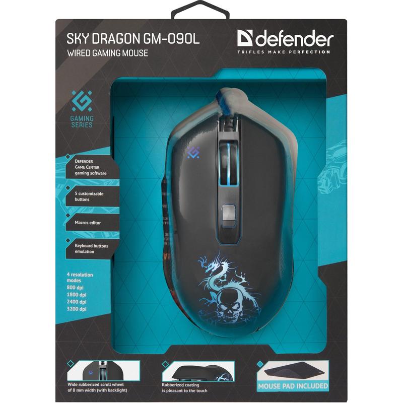 Мышь Defender проводная игровая  Sky Dragon GM-090L оптика,6кнопок,800-3200dpi 52090 52090 #5