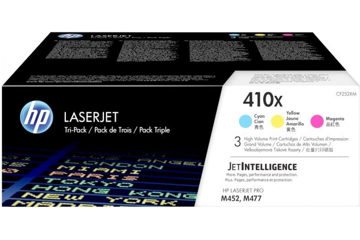 Картридж HP  410X CYM Tri-Pack LJ Toner Cartridge (CF252XM) увеличеной емкости (CF252XM) набор  (CF411X+CF412X+CF413X) CF252XM