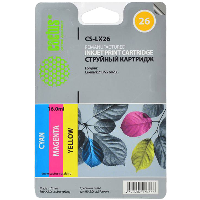 Картридж Cactus струйный CS-LX26 10N0026 многоцветный для Lexmark Z13/Z23e/Z33 (15мл) CS-LX26 CS-LX26