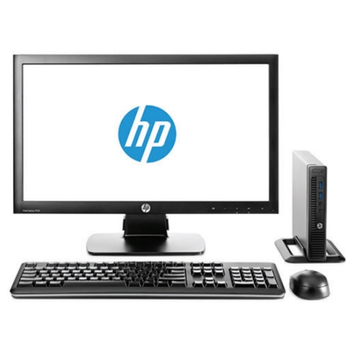 Персональный компьютер HP 260 G2 Mini, Pentium 4405U, 4Gb, 500Gb, Wi-Fi, Bluetooth, Kb + M, Win 10, Черный + Монитор HP V214a 3KU78ES 3KU78ES